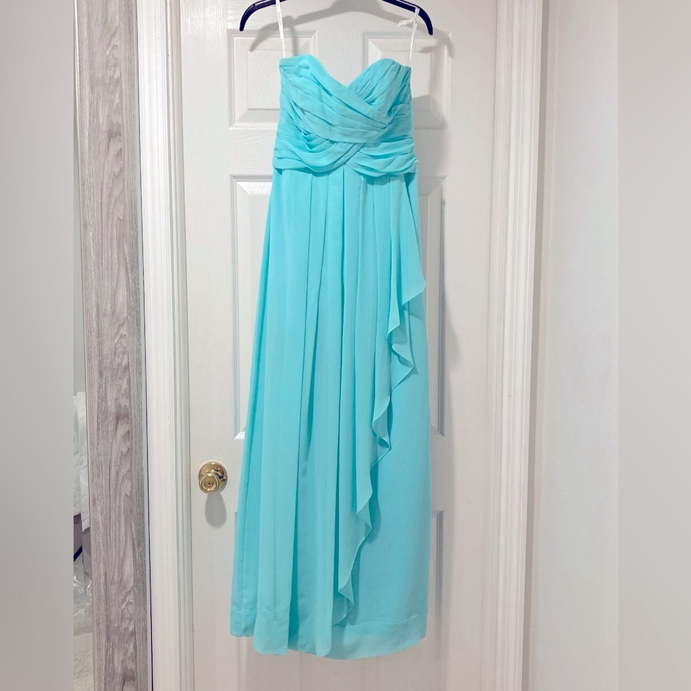 Long Sweetheart Bridesmaid Dress with Skirt Ruffle